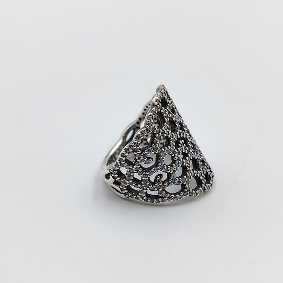 Pandora ALE Sterling Silver 925 CZ Shimmering Lace Ring Sz 6.5 54 Retired - Picture 3 of 16